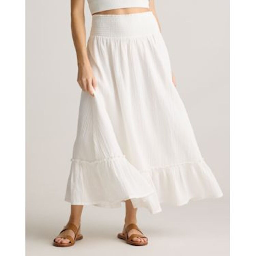 Quince White Midi Peasant Skirt 100% Cotton